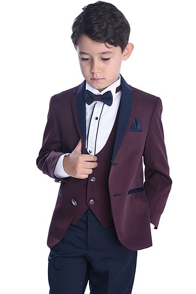 ceocuk Boy's Burgundy Shirt Tuxedo