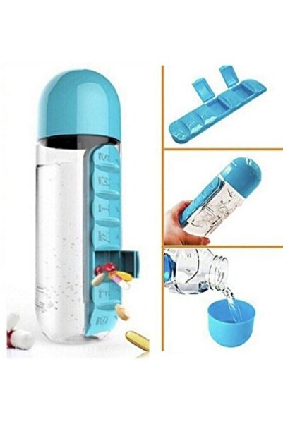 WARRA زجاجة مياه مدمجة لتنظيم الأدوية لمدة 7 أيام سعة 600 مل