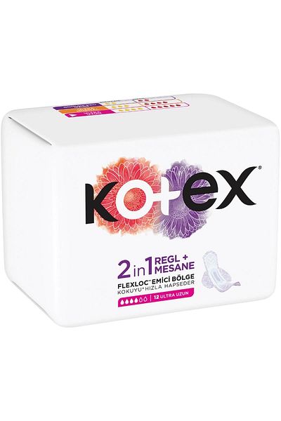 Kotex 2 In 1 Menstrual + Ultra Long Bladder Pad 12 Pack Daily Pad