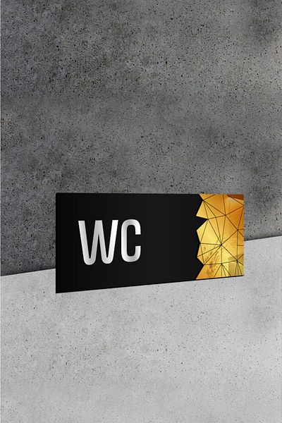 AHWALL Διακοσμητική Πινακίδα WC με Αριθμό Πόρτας Καθρέφτη, Ασημί