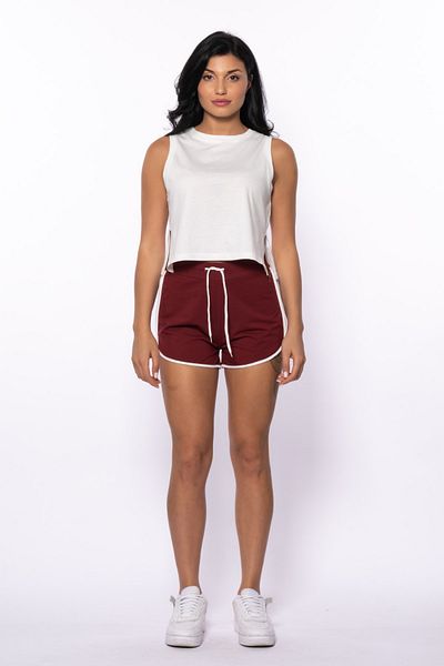 Grenj Fashion Burgundy Two Thread Striped Mini Shorts