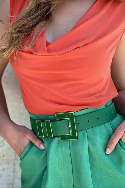 Trend Alaçatı Stili Belt - Green - Casual