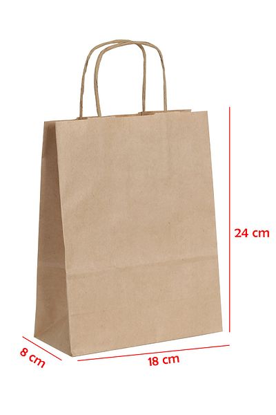 E Elmas Twist Handle Paper Bag Kraft 18 X 8 X 24 (20 Pieces)