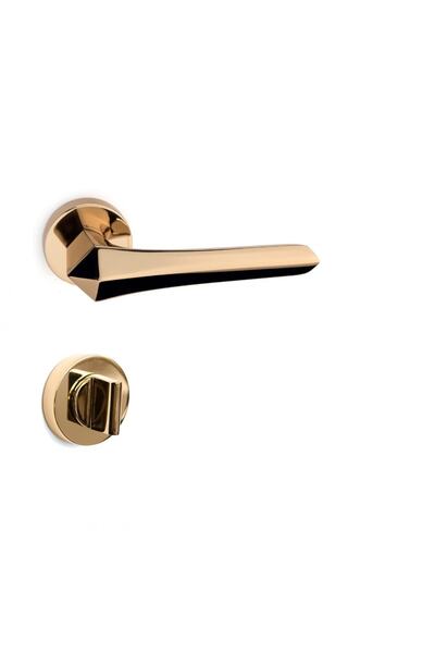 System Stella Altın - Wc Mandallı Rozetli Kapı Kolu - Hha163ro12w Gl