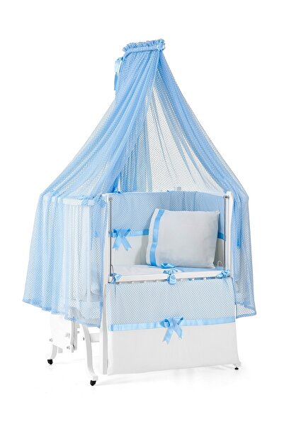 Meltem Smart Mood Anne Yanı Ahşap Sallanır Beşik 50x90 cm (beyaz-mavi)