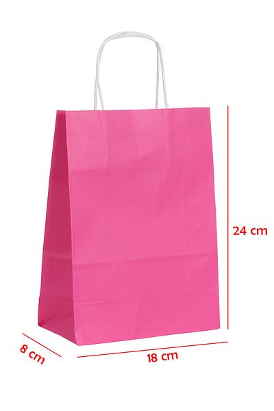 E Elmas Twist Handle Paper Bag Fuchsia 18 X 8 X 24 (20 Pieces)
