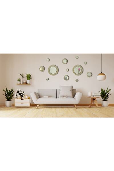 Yuvarlak Mdf Dekoratif Parçalı Ayna, 16 Parça Duvar Aynası