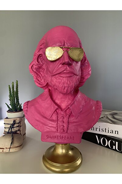LivadoHome Büyük Pembe Shakespeare Dekoratif Biblo Heykel