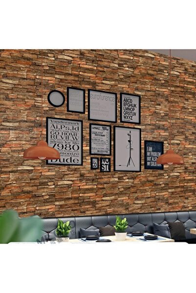 Renkli Duvarlar 10 Adet 70X77CM Kendinden Yapışkanlı Oda Salon Ofis Kahverengi Duvar Kağıdı Paneli Nw47