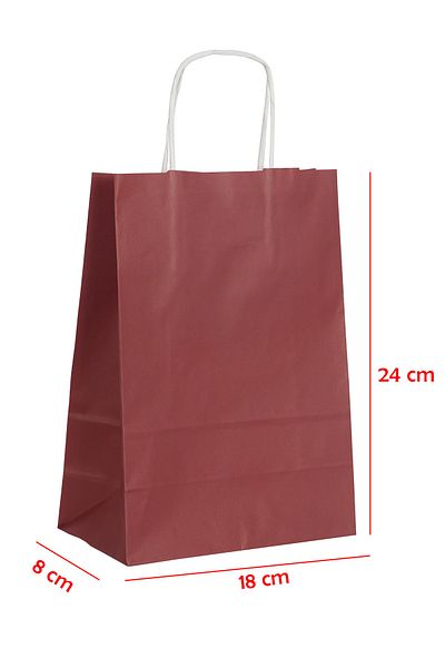E Elmas Twist Handle Paper Bag Claret Red 18 X 8 X 24 (20 Pieces)