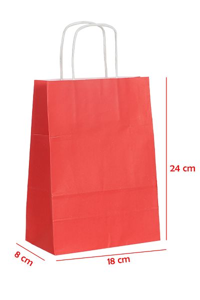 E Elmas Twist Handle Paper Bag Red 18 X 8 X 24 (20 Pieces)