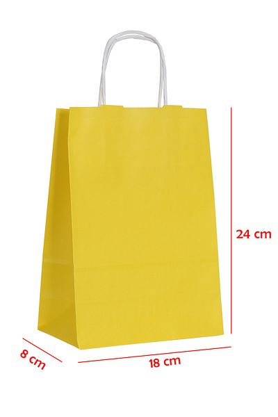 E Elmas Twist Handle Paper Bag Yellow 18 X 8 X 24 (20 Pieces)