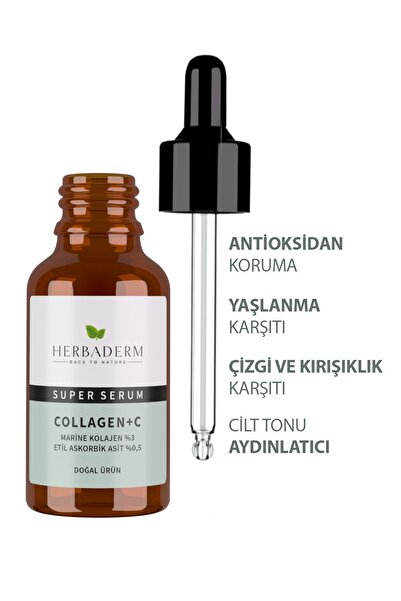 Herbaderm Süper Serum (Collagen+ C Marine Kolajen %3+ 3-O- Askorbik Asit % 0,5) Sık. ve Aydın. 30 Ml