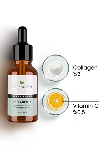 Herbaderm Süper Serum (Collagen+ C Marine Kolajen %3+ 3-O- Askorbik Asit % 0,5) Sık. ve Aydın. 30 Ml