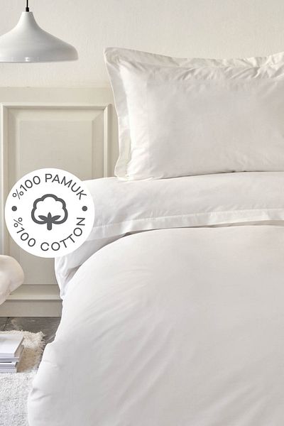 Karaca Home White Collection Livia 100% Cotton Double Duvet Cover Set