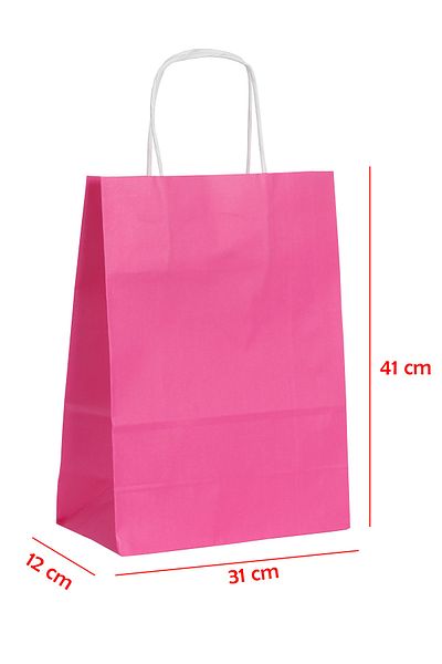 E Elmas Twist Handle Paper Bag Fuchsia 31 X 12 X 41 (20 Pieces)