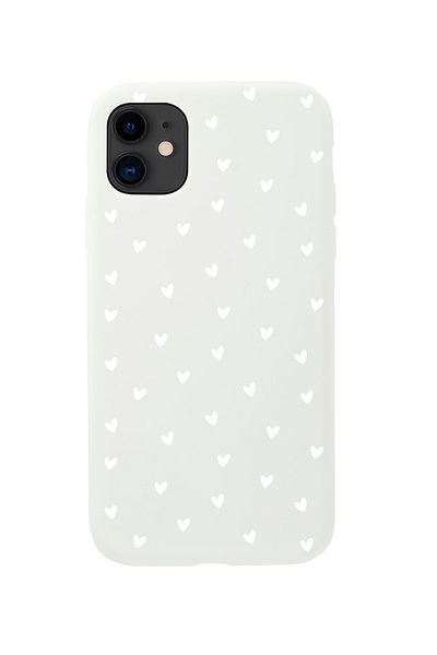 butikcase حافظة هاتف آيفون 11 صغيرة بتصميم قلوب بيضاء باللون الأبيض