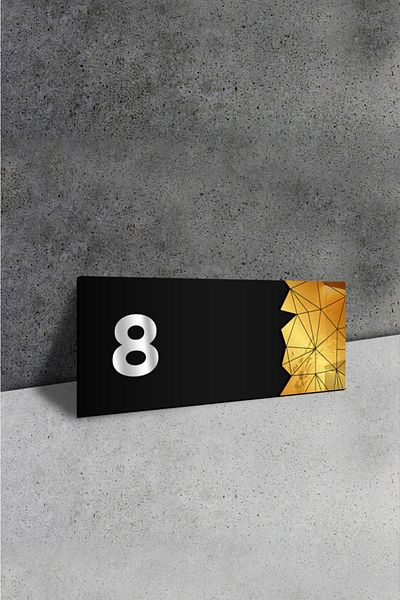 AHWALL Διακοσμητικός Καθρέφτης Αριθμός Πόρτας Plexiglass No: 8, Χρυσός