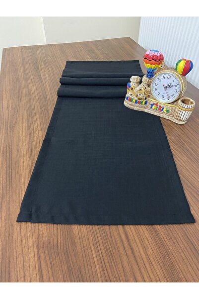 Zeren Home عداء كتان مستطيل الشكل أسود 40 × 150