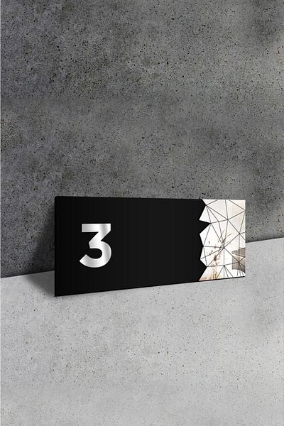AHWALL Διακοσμητικός Καθρέφτης Αριθμός Πόρτας Plexiglass No: 3, Ασημί