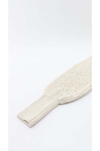 atmosphere Women's Openwork 4 Button Seasonal Cream Cardigan