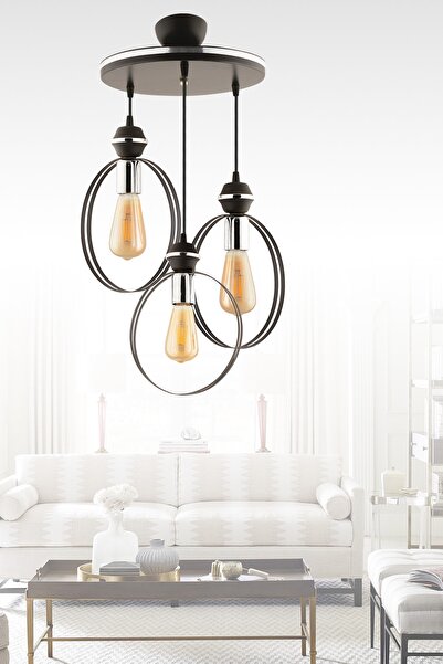 Nightlight Buse 3lü Tepsi Siyah Modern Avize