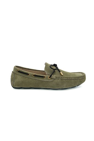 TEZCAN KUNDURA Cunda Light Green Genuine Suede Leather Laceless Men's Loafer Shoes