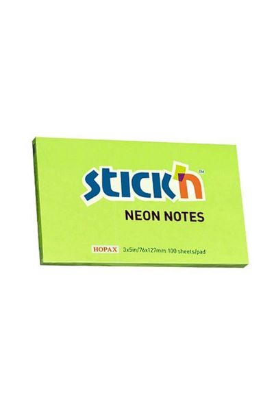 Gıpta Hopax Stickn Adhesive Note Paper Neon Green 76x127 Mm 100 Yp (12 Pieces) He21171