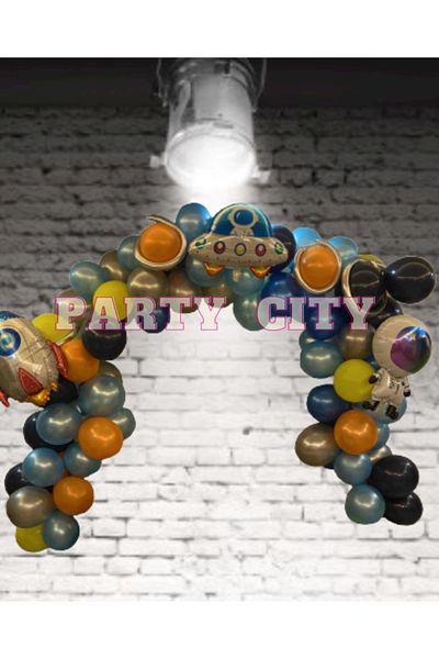 Party City Space Concept Balloon Chain with Foil Balloons 100 Balloons and 5 Mt Balloon Chain