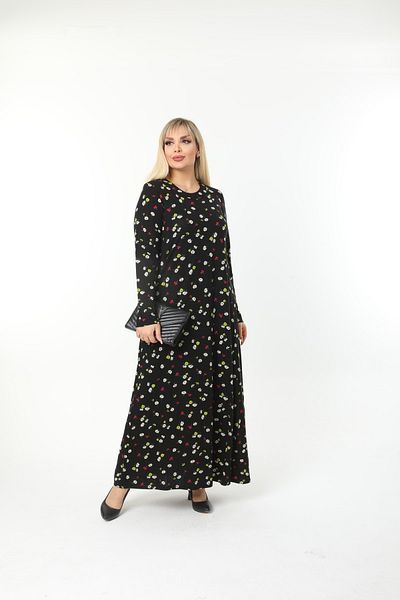 Mami Plus Size Long Sleeve (Suitable for Hijab) Long Viscose Combed Cotton Dress