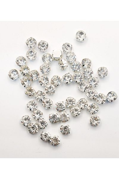 yiğit aksesuar 8 Mm Case Planted Glass Stone Crystal Cut White 100 Pieces