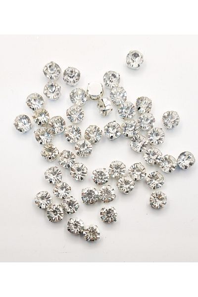 yiğit aksesuar 8 Mm Case Planted Glass Stone Crystal Cut White 200 Pieces