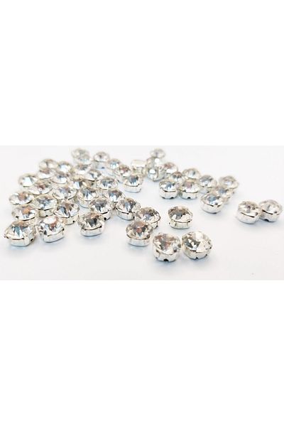 yiğit aksesuar 8 Mm Case Planted Glass Stone Crystal Cut White 200 Pieces