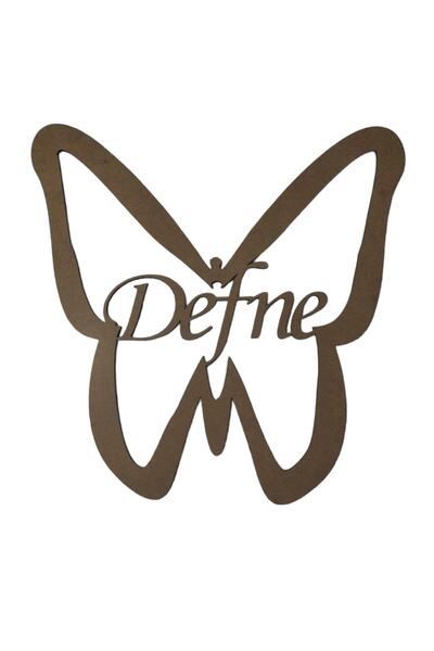 LEYLASER Kelebek Figürlü 3 Mm Ham Mdf Isimli Kasnak 25 Cm