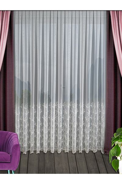 lüks House Luxury Greek Skirt Tulle Curtain Floral PatternFrequent Pile 1E 3
