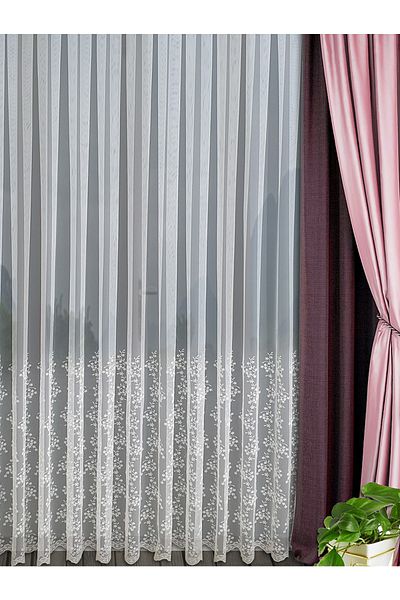 lüks House Luxury Greek Skirt Tulle Curtain Floral PatternFrequent Pile 1E 3