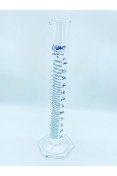 CAMBURADA CAMGEN Cam Mezür Uzun Form Altıgen Tabanlı A Kalite Borosilikat 250ml 1 Adet