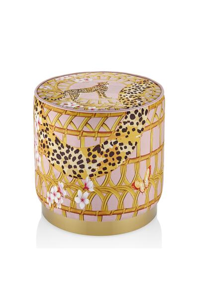 CHIARA ALESSI Il Giardino Pembe Leopar Desenli Puf 40x40 Cm