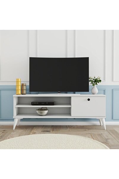 Mezza 1564 Retro Tv Ünitesi 120 Cm Beyaz