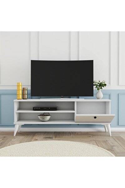 Mezza 1564 Retro Tv Ünitesi 120 Cm Beyaz