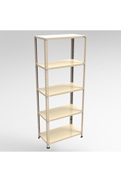 RafBurada 5 Katlı Beyaz Renk Çelik Raf - Çiçeklik Rafı, Ofis Rafı 43x75 Cm-20...