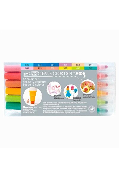 Zig Clean Color Dot 12-Piece Double Sided Felt Tip Pen Set