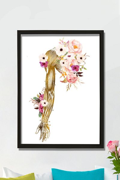 Dekor Loft Artă chiropractică, cadou de artă pentru anatomia mâinii, decor de birou pentru terapeut fizic