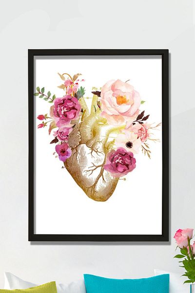 Dekor Loft Artă anatomiei inimii, poster anatomiei inimii, decor biroul doctorului