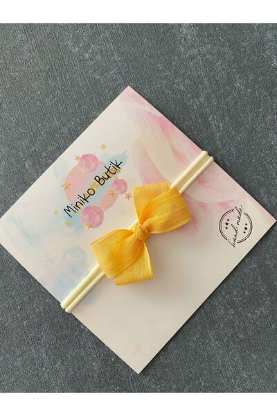 Miniko Butik رباط شعر على شكل فيونكة من التول الأصفر
