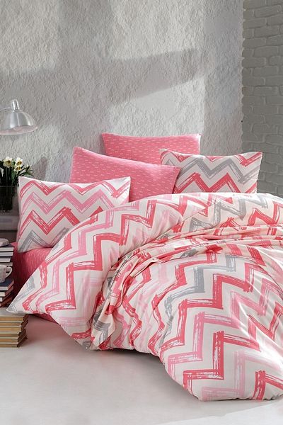 Cotton Life طقم بيكيه مطبوع مزدوج شيفرون وردي