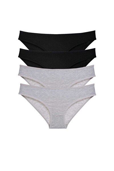 Royaleks 4 Pieces Super Eco Set Lycra Women's Slip Panties Black Gray (With E...