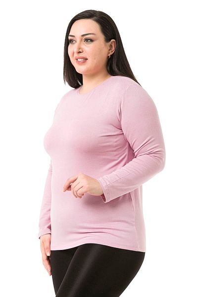 DISENTIS MODEST Plus Size Crew Neck Long Sleeve Viscose Pink Body