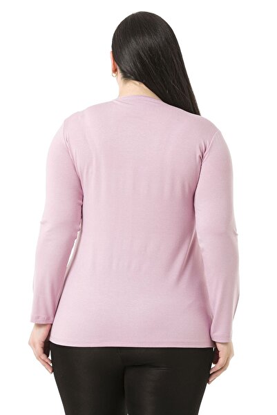 DISENTIS MODEST Plus Size Crew Neck Long Sleeve Viscose Pink Body