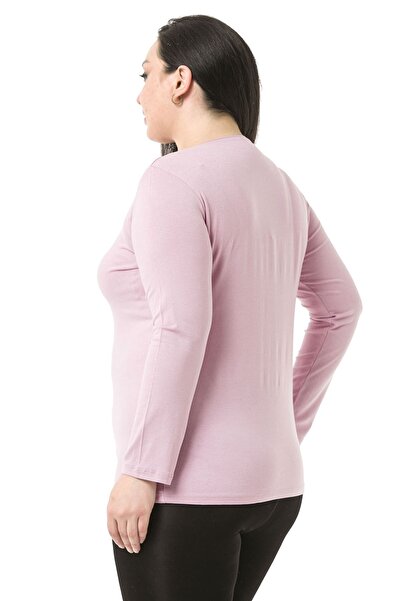 DISENTIS MODEST Plus Size Crew Neck Long Sleeve Viscose Pink Body